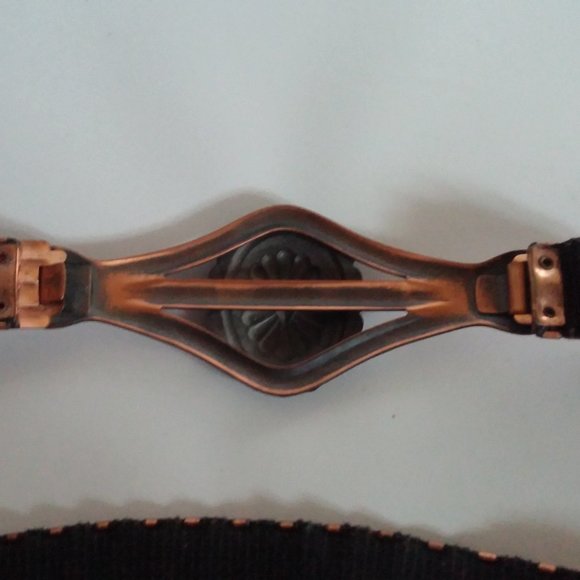 Vintage 1950's Fish Scale Copper Elastic Waist Belt Southwestern Concho - Picture 3 of 6